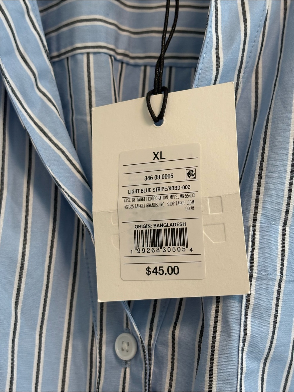 Classic Blue Stripe Long Sleeve Shirt Dress with Tie Detail - Picture 10 of 11